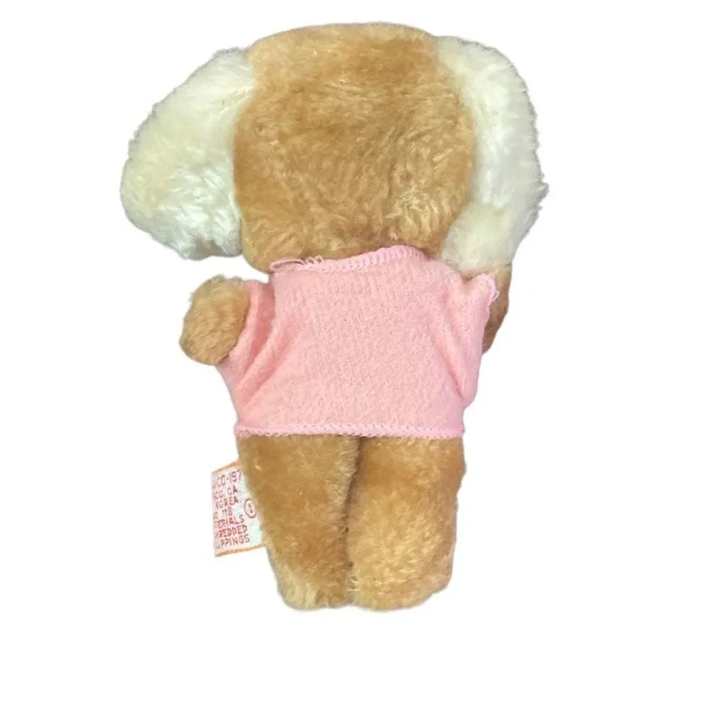 Vintage 1977 R Dakin & Co Sitting Sleepy Eyed Praying Dog and Puppy